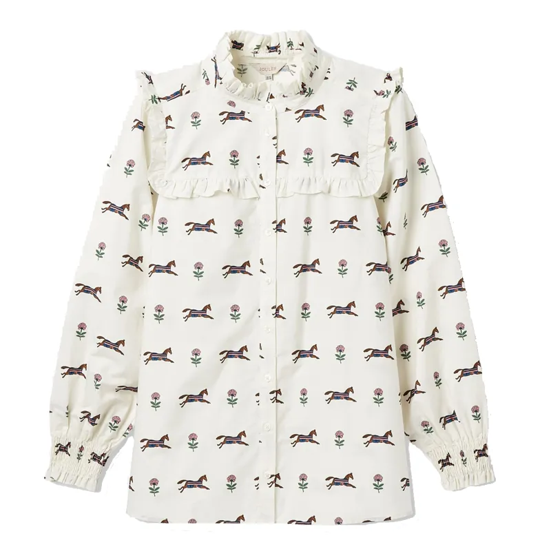 Joules Henrietta Ladies Frill Blouse - Cream Horse