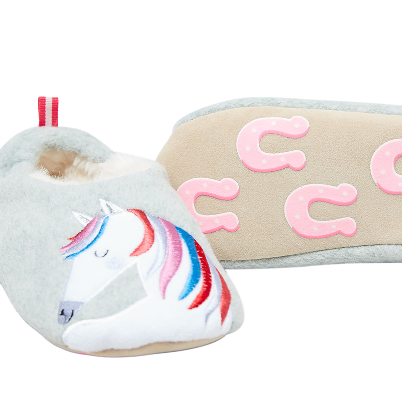 Joules Junior Slippet Felt Mules - Rainbow Horse-2