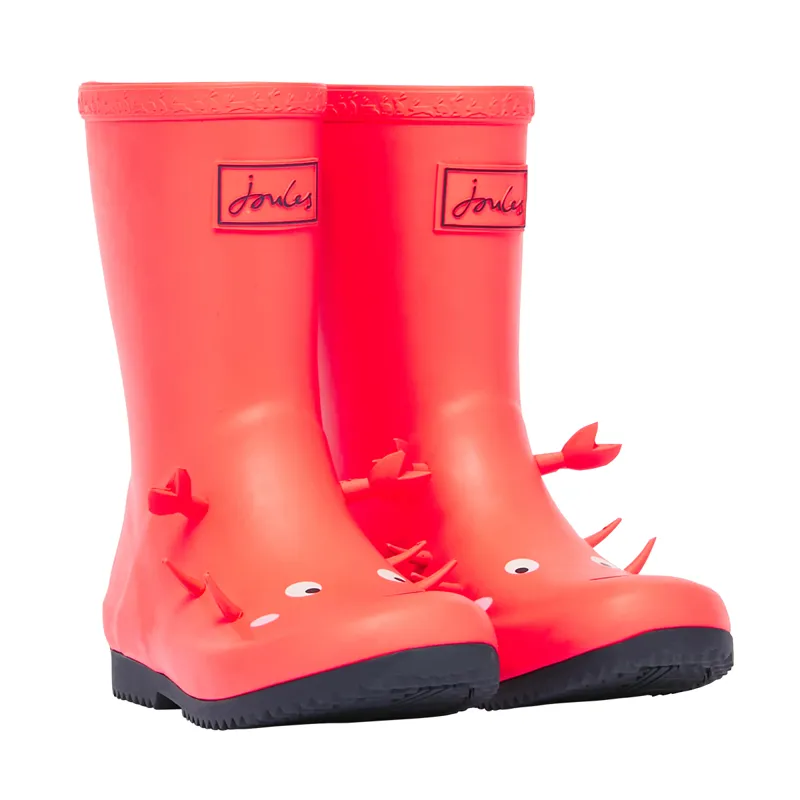 Joules Junior Roll Up Flexible Printed Wellies - Orange Crab