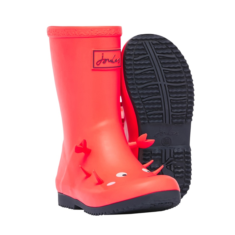 Joules Junior Roll Up Flexible Printed Wellies - Orange Crab-2