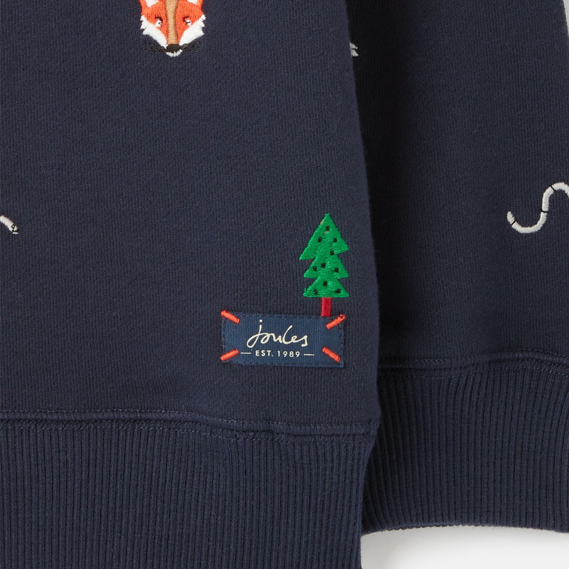 Joules Jonti Embroidered Crew Neck Sweatshirt - Navy Woodland-2
