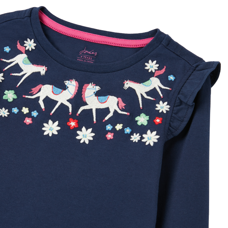 Joules Joya Long Sleeve T-Shirt - Navy Horse Floral-3