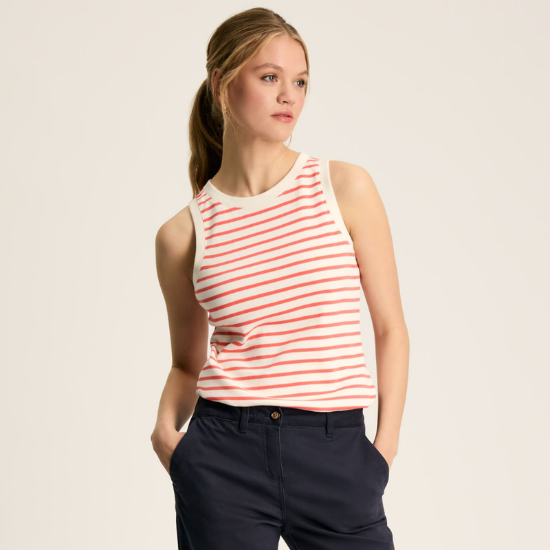 Joules Ladies Harbour Vest - Coral Stripe-1