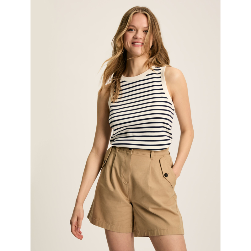 Joules Ladies Harbour Vest - Cream Navy Stripe-1