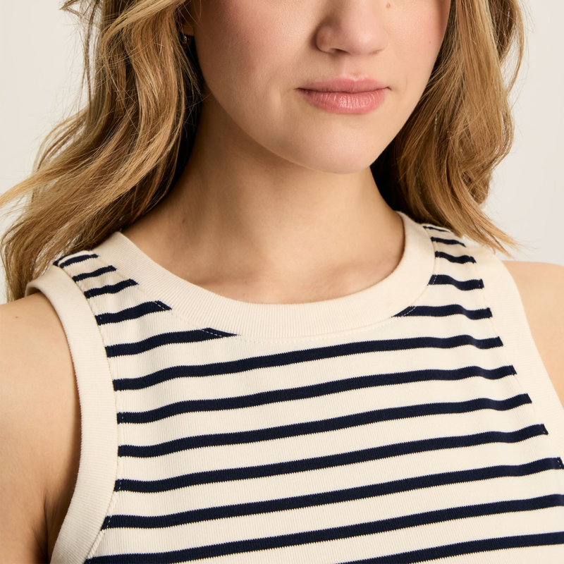 Joules Ladies Harbour Vest - Cream Navy Stripe-4