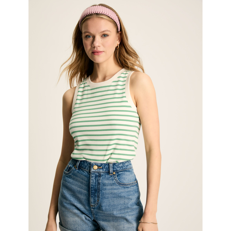 Joules Ladies Harbour Vest - Green Stripe-1
