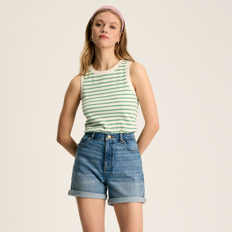 Joules Ladies Harbour Vest - Green Stripe-2