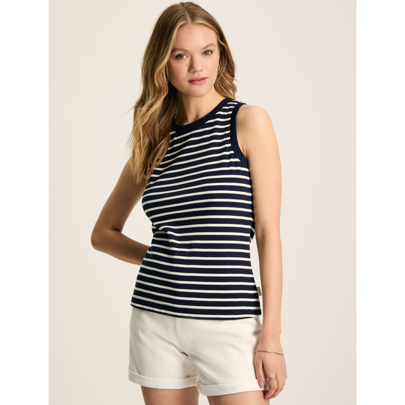 Joules Ladies Harbour Vest - Navy Cream Stripe-1