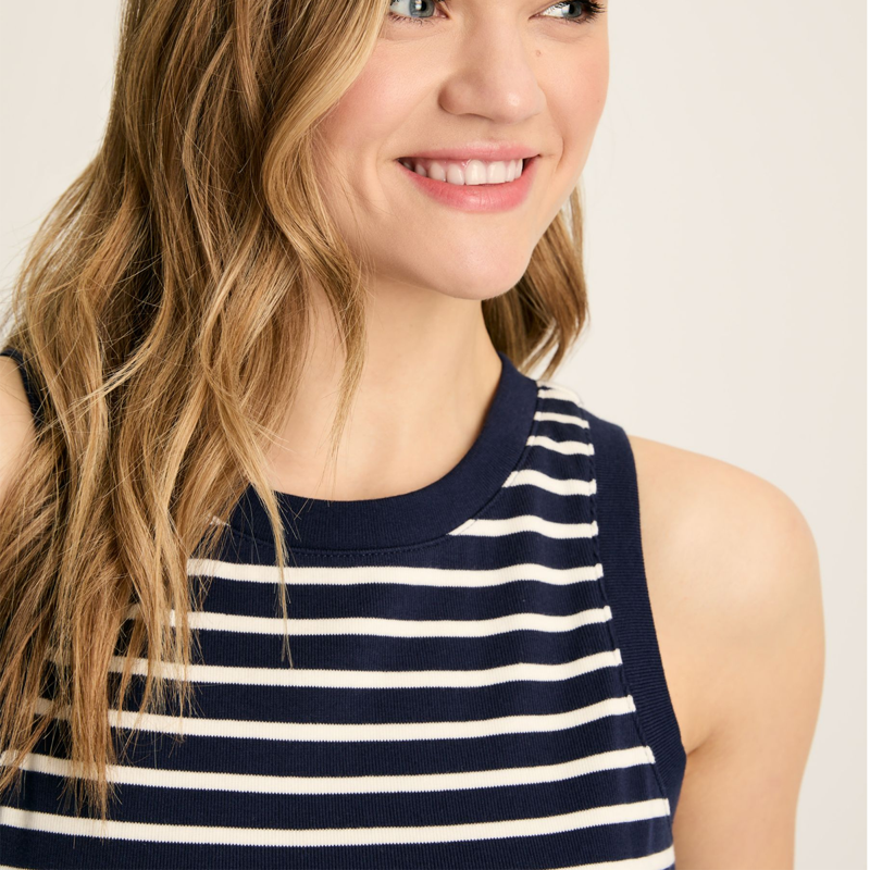 Joules Ladies Harbour Vest - Navy Cream Stripe-5