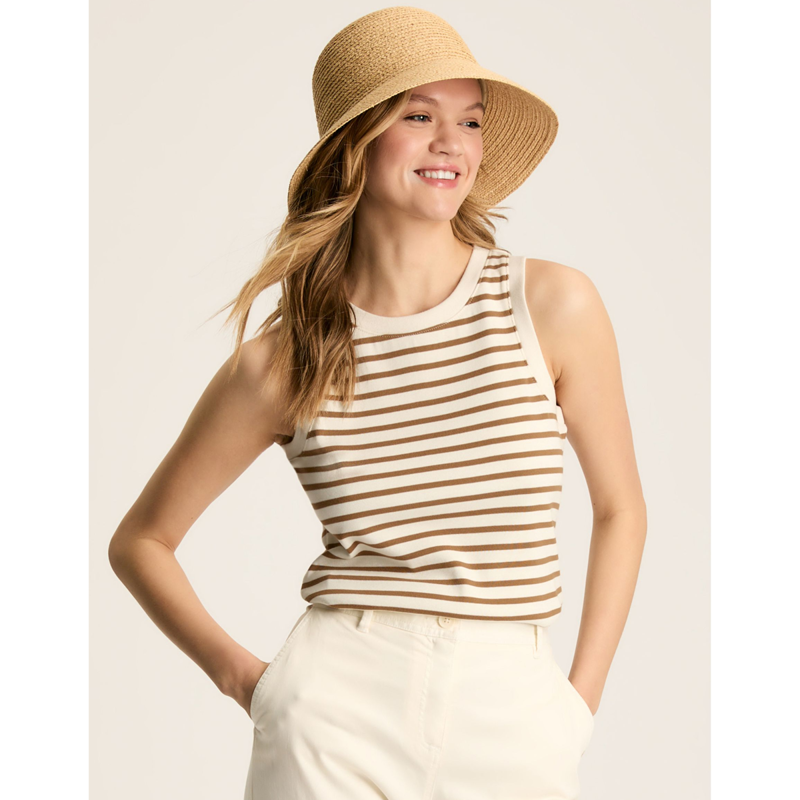 Joules Ladies Harbour Vest - Tan Stripe-1