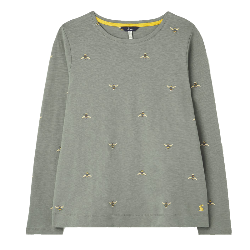 Joules Lottie Long Sleeve Print Top - Grey Bee
