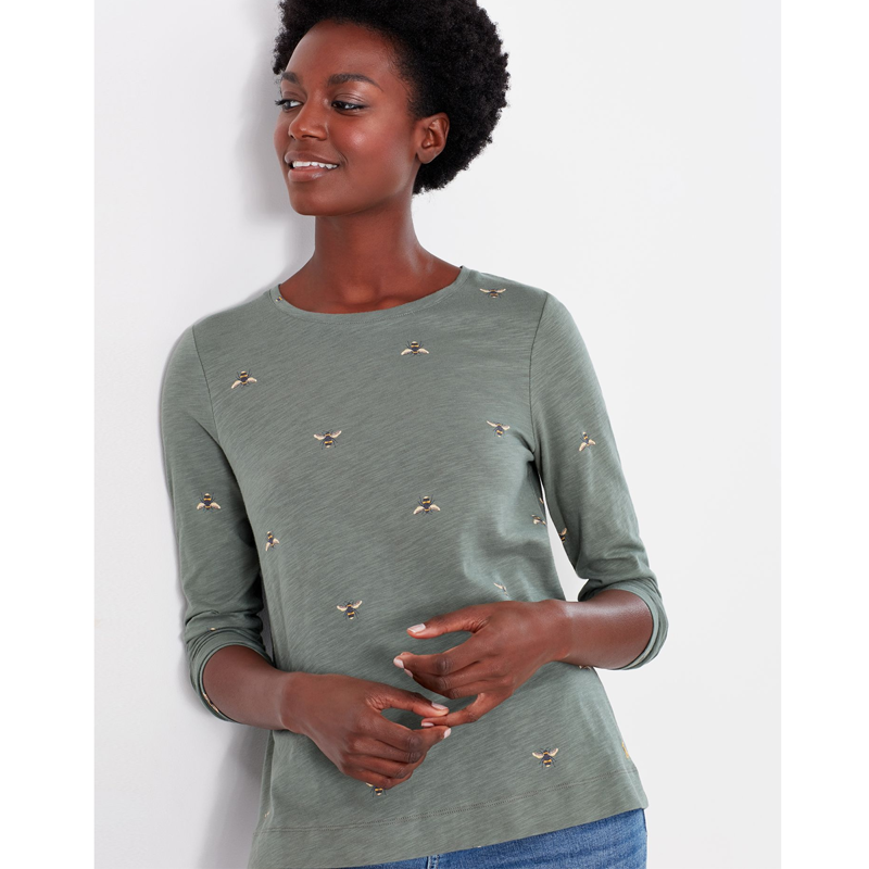 Joules Lottie Long Sleeve Print Top - Grey Bee-1