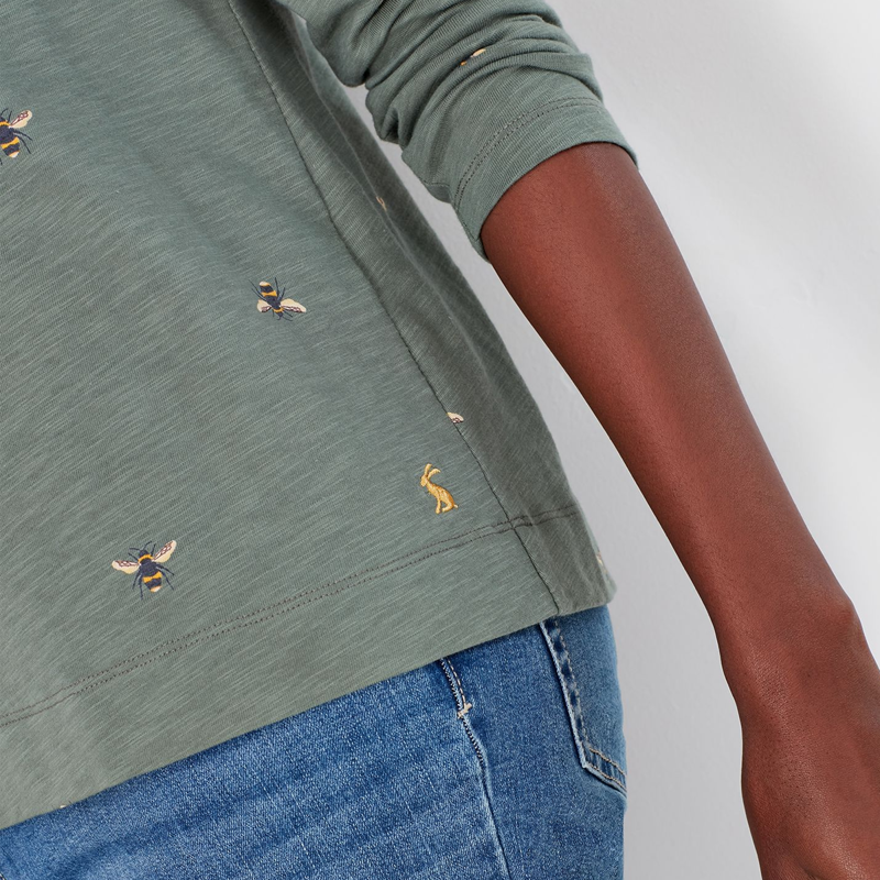 Joules Lottie Long Sleeve Print Top - Grey Bee-3