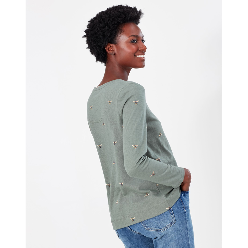 Joules Lottie Long Sleeve Print Top - Grey Bee-2