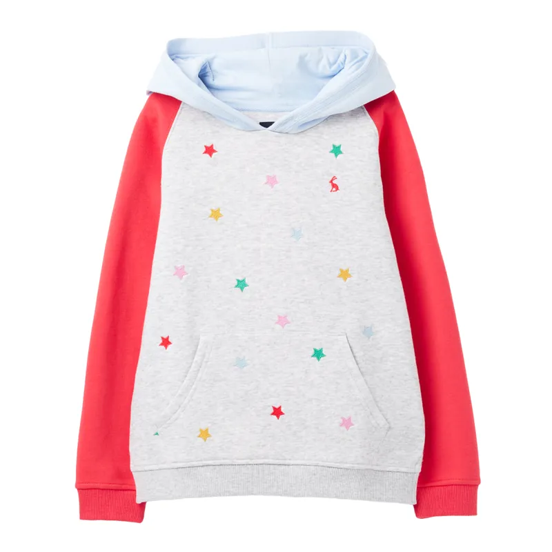 Joules Lucas Embroidered Raglan Sleeve Hooded Jumper - Colour Block Star
