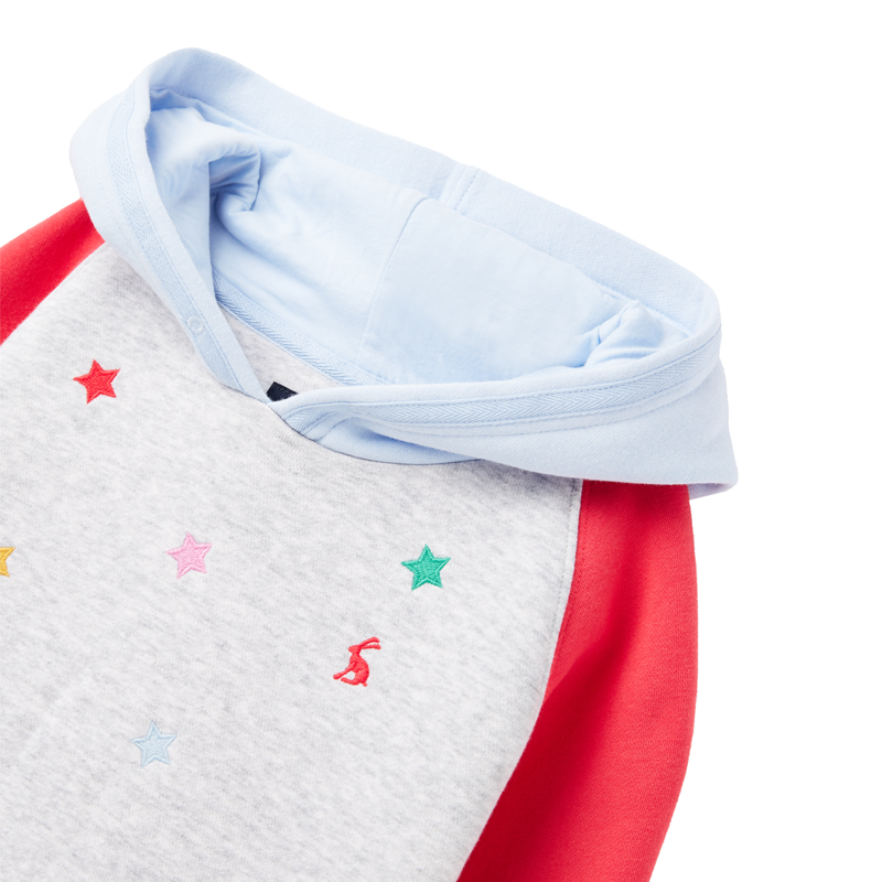 Joules Lucas Embroidered Raglan Sleeve Hooded Jumper - Colour Block Star-2