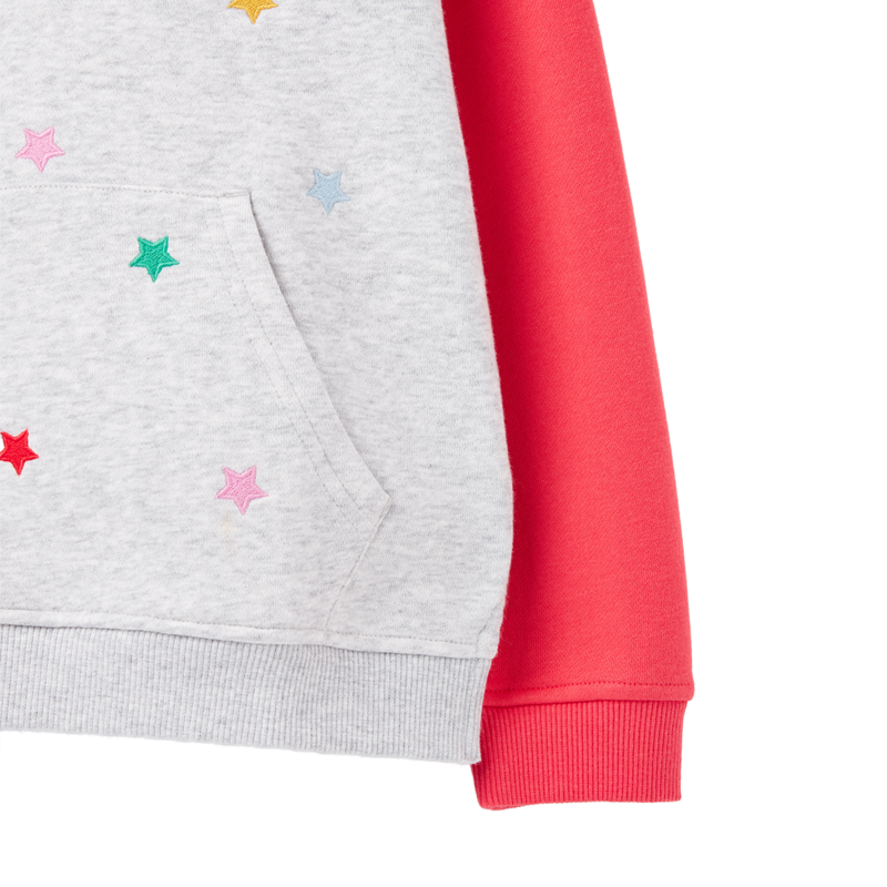 Joules Lucas Embroidered Raglan Sleeve Hooded Jumper - Colour Block Star-3