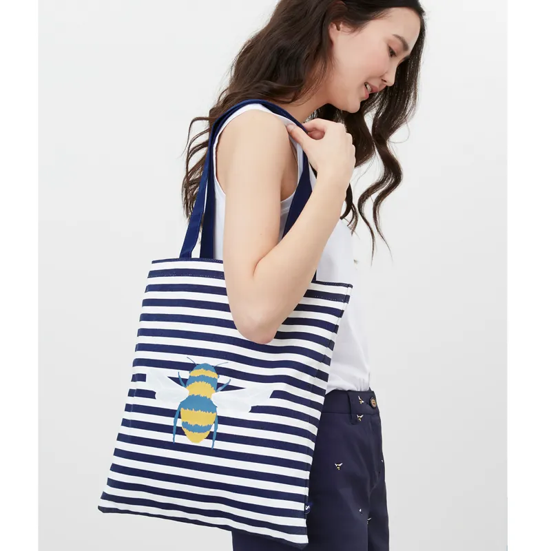 Joules Lulu Shopper Tote Bag - Cream Bee Stripe-3