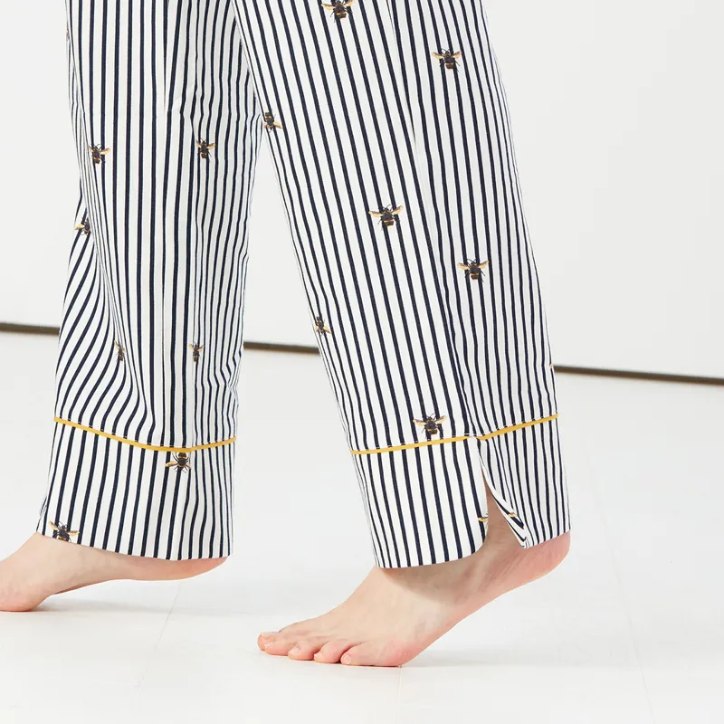 Joules Luna Light Pyjama Bottoms - Navy Cream Bee Stripe-3