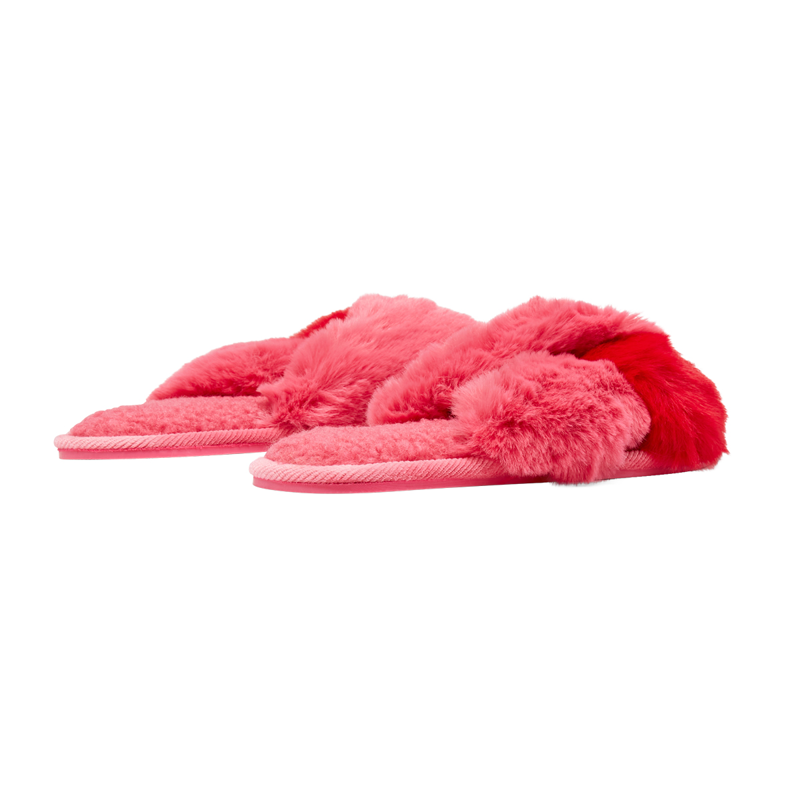 Joules Mabelle Cross Strap Faux Fur Slider - Pink-4