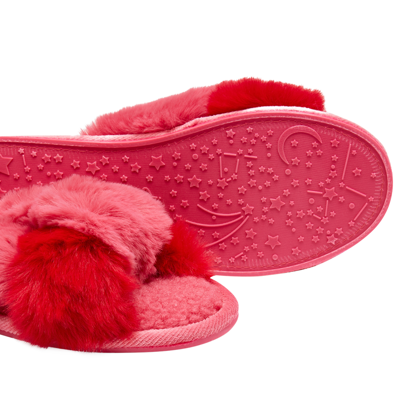 Joules Mabelle Cross Strap Faux Fur Slider - Pink-2