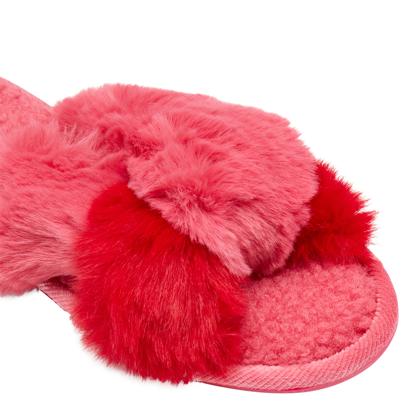Joules Mabelle Cross Strap Faux Fur Slider - Pink-1