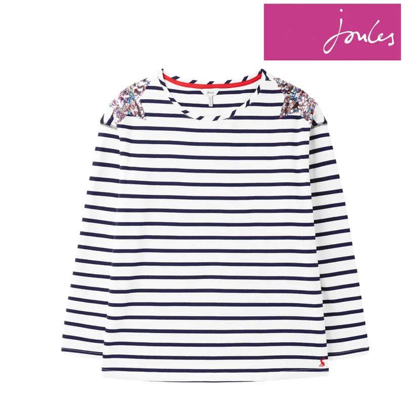 Joules Marina Dropped Shoulder Jersey Top - Sequin Star Embroidery