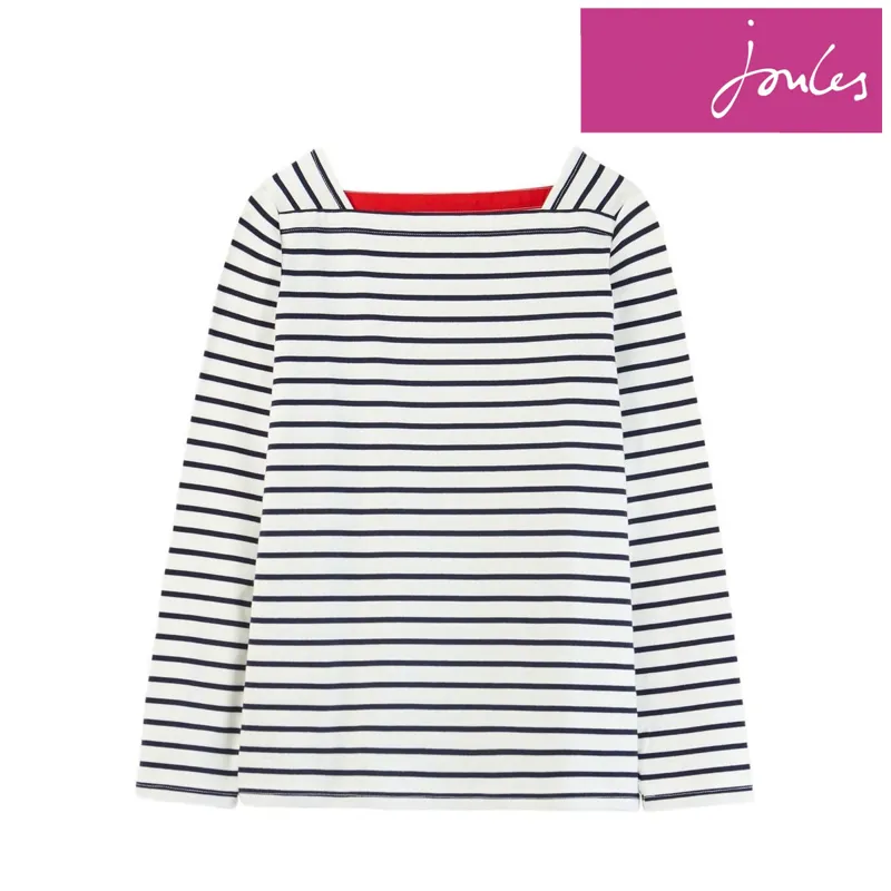 Joules Matilde Square Neck Jersey Top - Cream Navy Stripe