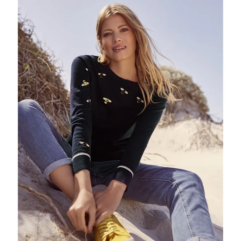 Joules Miranda Intarsia Crew Neck Jumper - Navy Bee-1