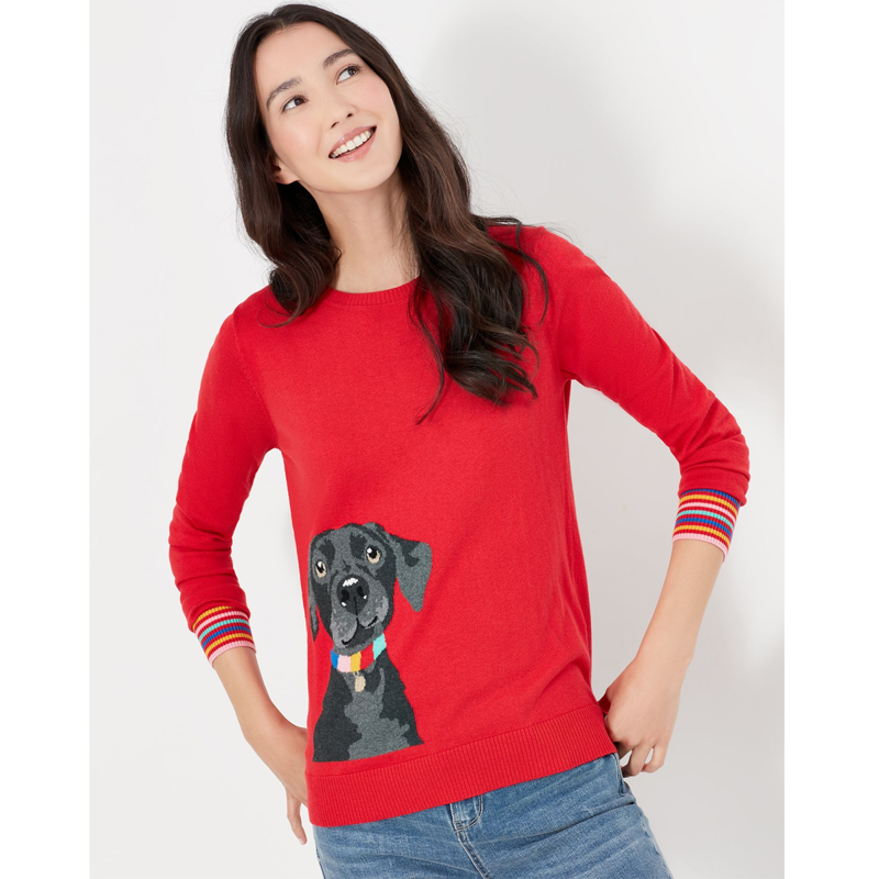 Joules Miranda Intarsia Crew Neck Jumper - Red-1