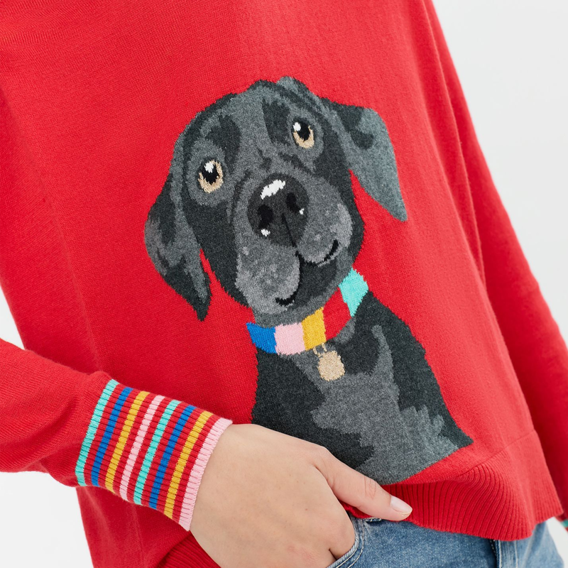 Joules Miranda Intarsia Crew Neck Jumper - Red-3