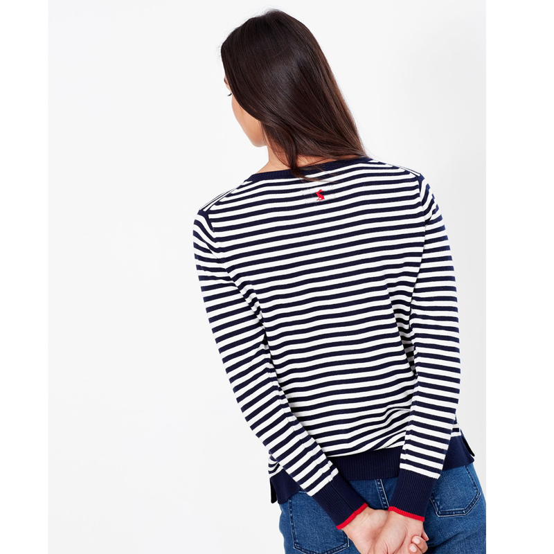 Joules Miranda Intarsia Crew Neck Stripe Jumper - Navy Cream-2