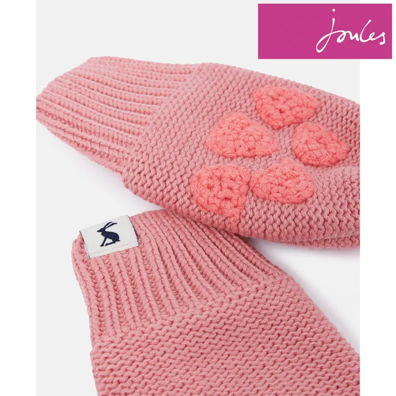 Joules Paws Knitted Mittens - Just Blush-1