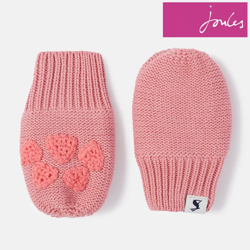 Joules Paws Knitted Mittens - Just Blush