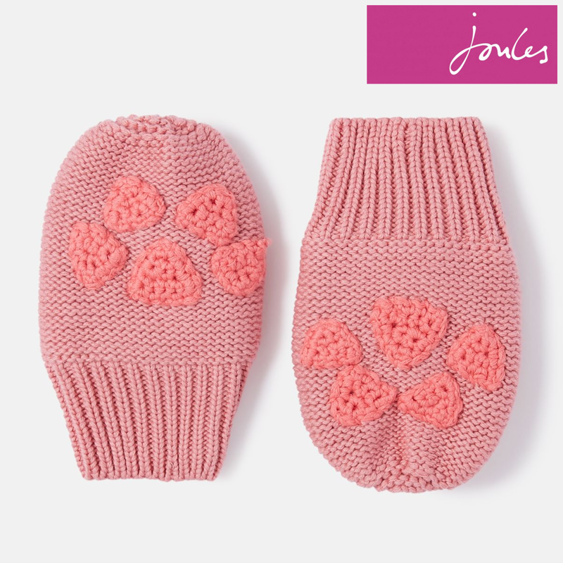 Joules Paws Knitted Mittens - Just Blush-2