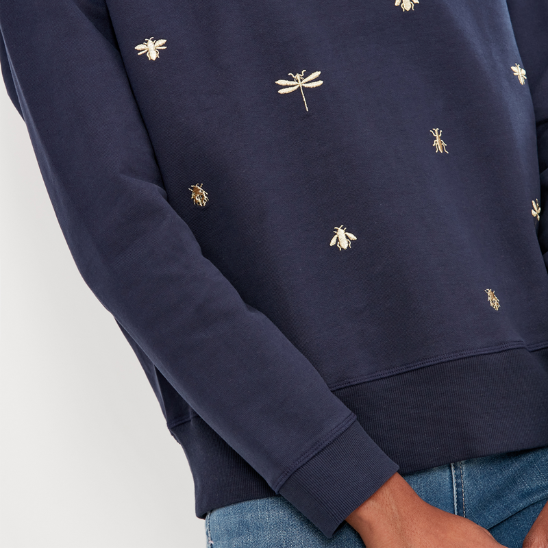 Joules Monique Embroidered Crew Neck Sweatshirt - Bugs Embroidery-1