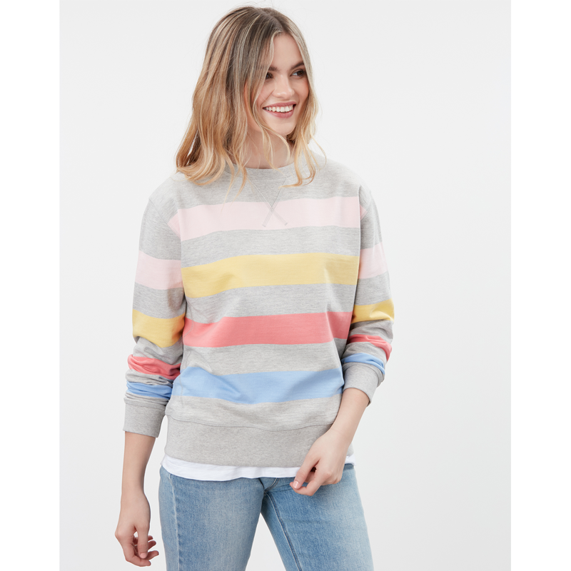 Joules Monique Crew Neck Sweatshirt - Grey Marl Stripe-2