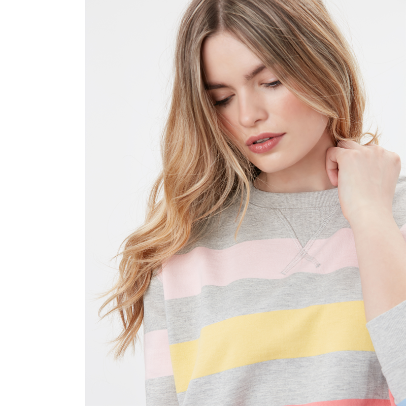 Joules Monique Crew Neck Sweatshirt - Grey Marl Stripe-3