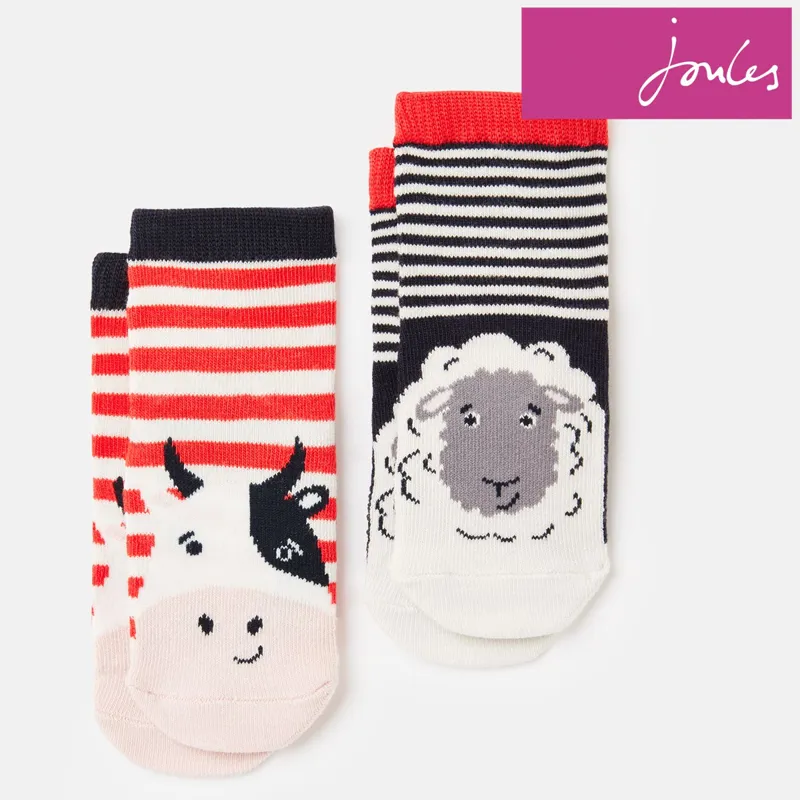 Joules Neat Feet Character Baby Socks 2Pk - Multi Cow Sheep