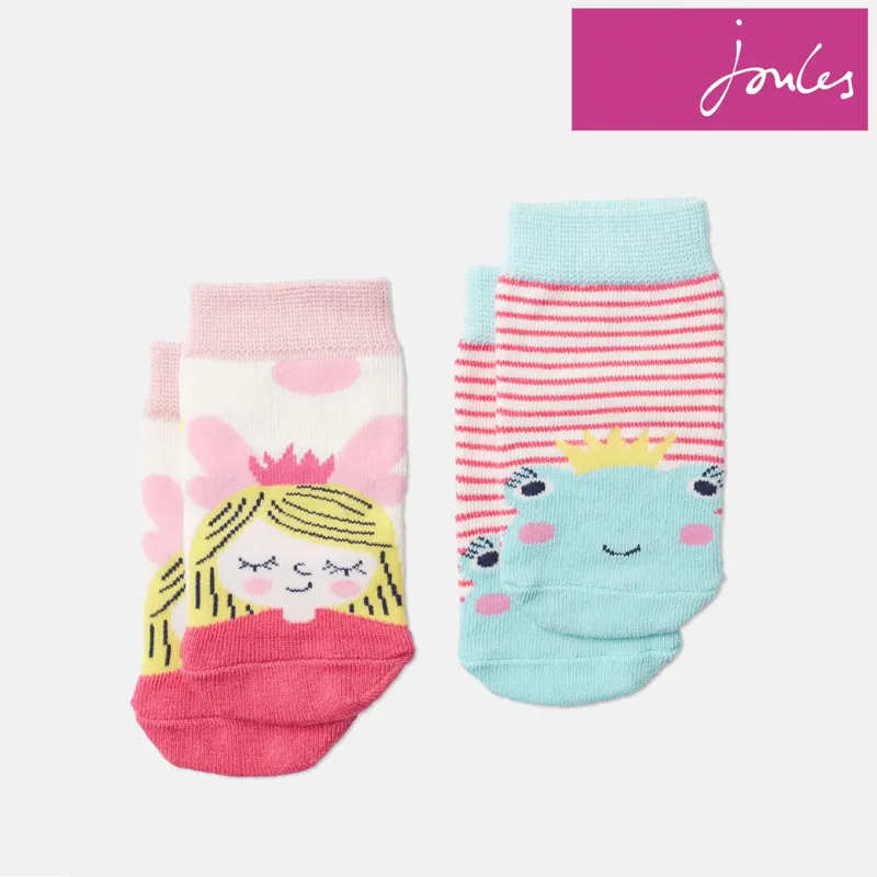 Joules Neat Feet Baby Girls Character Socks 2 Pack - Pink Frog Fairy