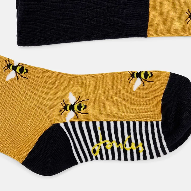 Joules Nina Intarsia Boot Sock - Gold Bee-2