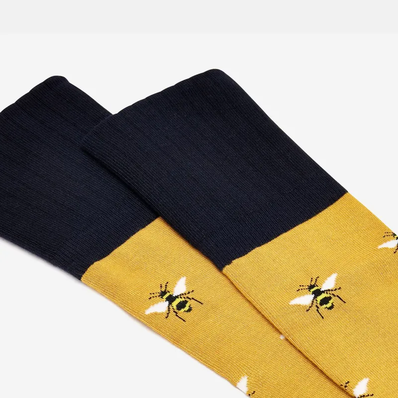 Joules Nina Intarsia Boot Sock - Gold Bee-1
