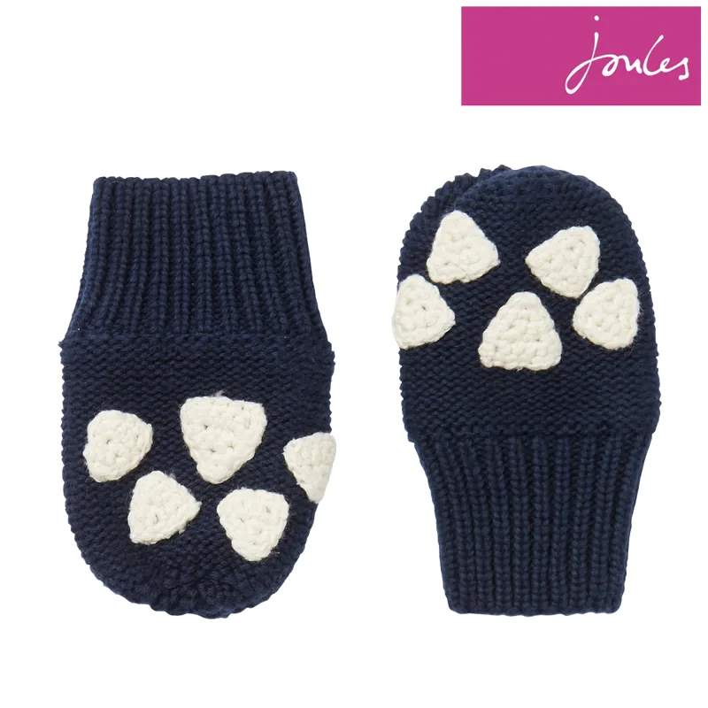 Joules Paws Pawprint Knitted Mittens - French Navy