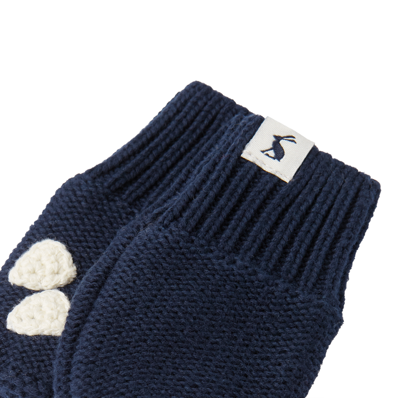 Joules Paws Pawprint Knitted Mittens - French Navy-1