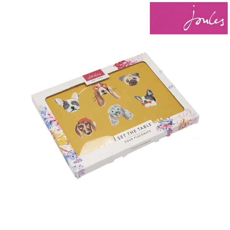 Joules Cork Backed Placemats Set of 4 - Gold Dogs Multi