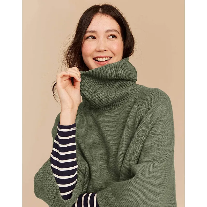 Joules Pria Ladies Knitted Poncho Z - Moorland Green-1