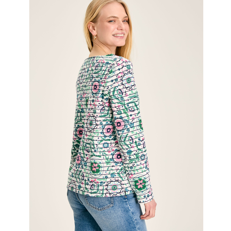 Joules Ladies Printed New Harbour Top - Floral Navy Stripe-2