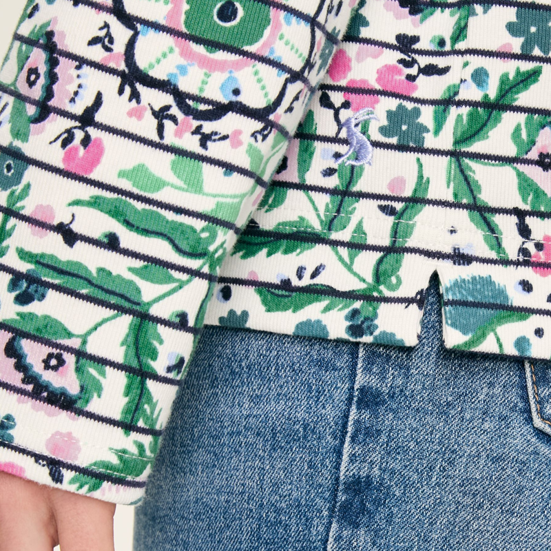 Joules Ladies Printed New Harbour Top - Floral Navy Stripe-4