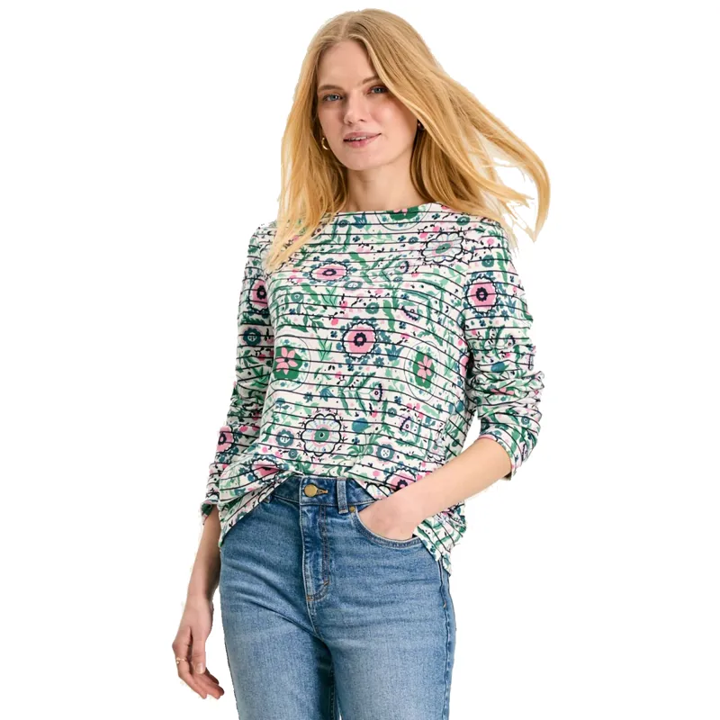 Joules Ladies Printed New Harbour Top - Floral Navy Stripe