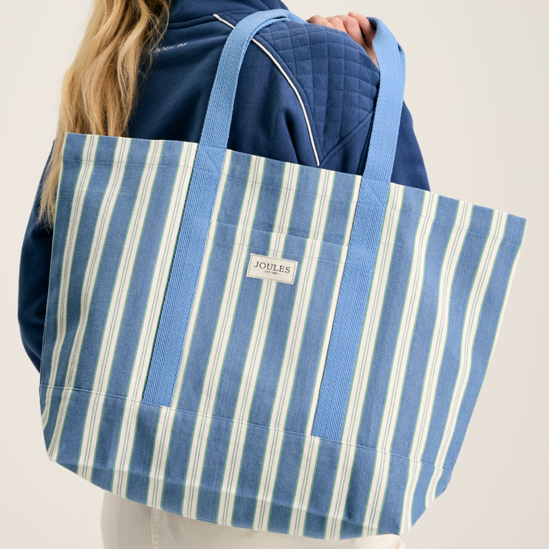 Joules Promenade Beach Bag - Blue Stripe-3